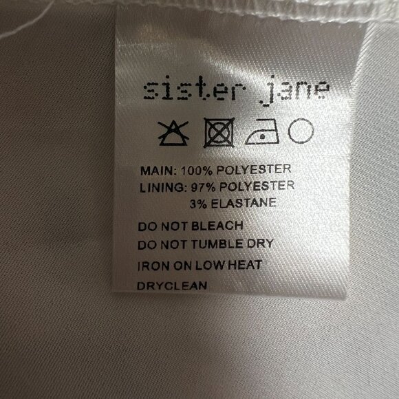 NWT Sister Jane Telephone Print Tea Dress With Frills Blue Multicolor Small - Picture 14 of 15